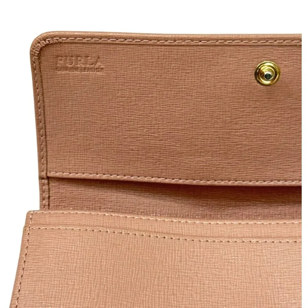 Furla Classic XL Bifold Wallet Dusty Rose Pale Mauve Gold Logo Ladies 7.25 x 4 - Picture 6 of 13